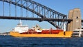 Oil Tanker Sailing Under The Sydney Harbour Bridge Royalty Free Stock Photo