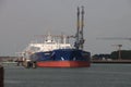 Oil tanker Seatribute moored at a jetty in the Rotterdam Harbor