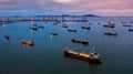 Oil tanker ship and LPG tanker ship, Aerial view tanker ship, oil and gas chemical tanker in open sea, Refinery Industry cargo Royalty Free Stock Photo