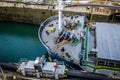 Oil tanker ship in the Panama Canal Royalty Free Stock Photo