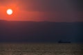 Oil tanker at Sunset Royalty Free Stock Photo