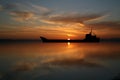 Oil tanker at Sunset Royalty Free Stock Photo