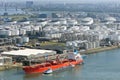 Oil tanker terminal aerial view Royalty Free Stock Photo