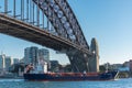 Oil tanker under Sydney Harbour Bridge in Sydney Harbour Royalty Free Stock Photo