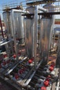 Oil tanks in a refinery