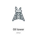 Oil tower outline vector icon. Thin line black oil tower icon, flat vector simple element illustration from editable other concept Royalty Free Stock Photo