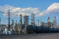 Oil Train on Tracks Next to a Refinery Royalty Free Stock Photo