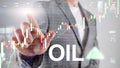 Oil trend up. Crude oil price stock exchange trading up. Price oil up. Arrow rises. Abstrac