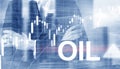 Oil trend up. Crude oil price stock exchange trading up. Price oil up. Arrow rises. Abstract business background.