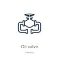 Oil valve icon. Thin linear oil valve outline icon isolated on white background from industry collection. Line vector oil valve Royalty Free Stock Photo