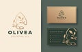 Olive oil with women face logo and business card design Royalty Free Stock Photo