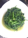 Oil with water spinach Royalty Free Stock Photo