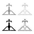 Oil well Derrick rig for oil in out icon set grey black color illustration outline flat style simple image Royalty Free Stock Photo