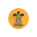 oil well icon. Pumpjack flat icon with shadow. pollution icon Royalty Free Stock Photo