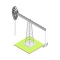 Oil Well with Pumpjack as Overground Drive for Bringing Petroleum Isometric Vector Illustration