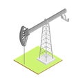 Oil Well with Pumpjack as Overground Drive for Bringing Petroleum Isometric Vector Illustration