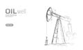 Oil well rig juck low poly business concept. Finance economy polygonal petrol production. Petroleum fuel industry