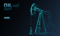 Oil well rig juck low poly business concept. Finance economy polygonal petrol production. Petroleum fuel industry