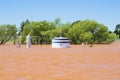 Oil well under water after flash flooding in Oklahoma