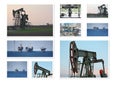 Oil wells collage Royalty Free Stock Photo