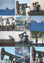 Oil wells collage Royalty Free Stock Photo