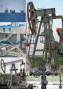 Oil wells collage Royalty Free Stock Photo