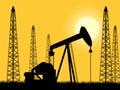 Oil Wells Represents Power Source And Drilling