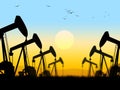 Oil Wells Shows Nonrenewable Fuel And Exploration