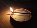 Oil and wick candle. Rolling blackouts in Ukraine. Royalty Free Stock Photo