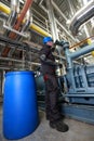 Oil Worker inside refinery Royalty Free Stock Photo