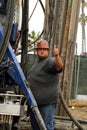 Oil Worker Gives a Thumbs Up at Oil Well Abandoning Jobsite