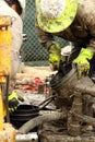 Oil Worker at Oil Well Abandoning Jobsite Royalty Free Stock Photo