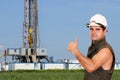 Oil worker thumb up Royalty Free Stock Photo