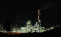 Oil works in night lights Royalty Free Stock Photo