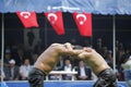 Oil wrestling in Turkey Royalty Free Stock Photo
