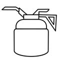 Oiler vector icon. Black outline of the lubricator. Line art of an oil pistol. Container for storing machine oil. Isolated