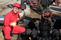 The Oilfield Worker Showing Ok Sign. Royalty Free Stock Photo