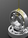 Oiling ball bearing close-up on grey background 3d illustration Royalty Free Stock Photo