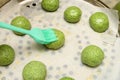 Oiling the home made mugwort bun