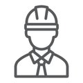 Oilman line icon, industy and man, worker sign, vector graphics, a linear pattern on a white background.