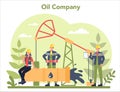 Oilman and petroleum industry concept. Pump jack extracting crude