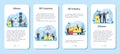 Oilman and petroleum industry mobile application banner set.