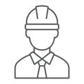 Oilman thin line icon, industy and man, worker sign, vector graphics, a linear pattern on a white background.