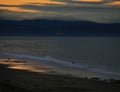 Oilrig and Sunset at the beach in the North East coast of Scotland. 1