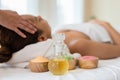 Oils and salts used in a spa massage