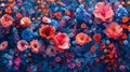 oily floral textures, colorful floral patterns overlay the background in a mesmerizing blend of textures, forming a