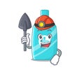 Ointment cream miner cartoon design concept with tool and helmet