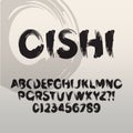 Oishi, Abstract Japanese Brush Font and Numbers