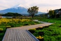 Oishi garden park with Mt. Fuji at dusk