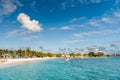 OISTINS, BARBADOS - MARCH 15, 2014: Miami Beach Landscape with Ocean Water Blue Sky Royalty Free Stock Photo